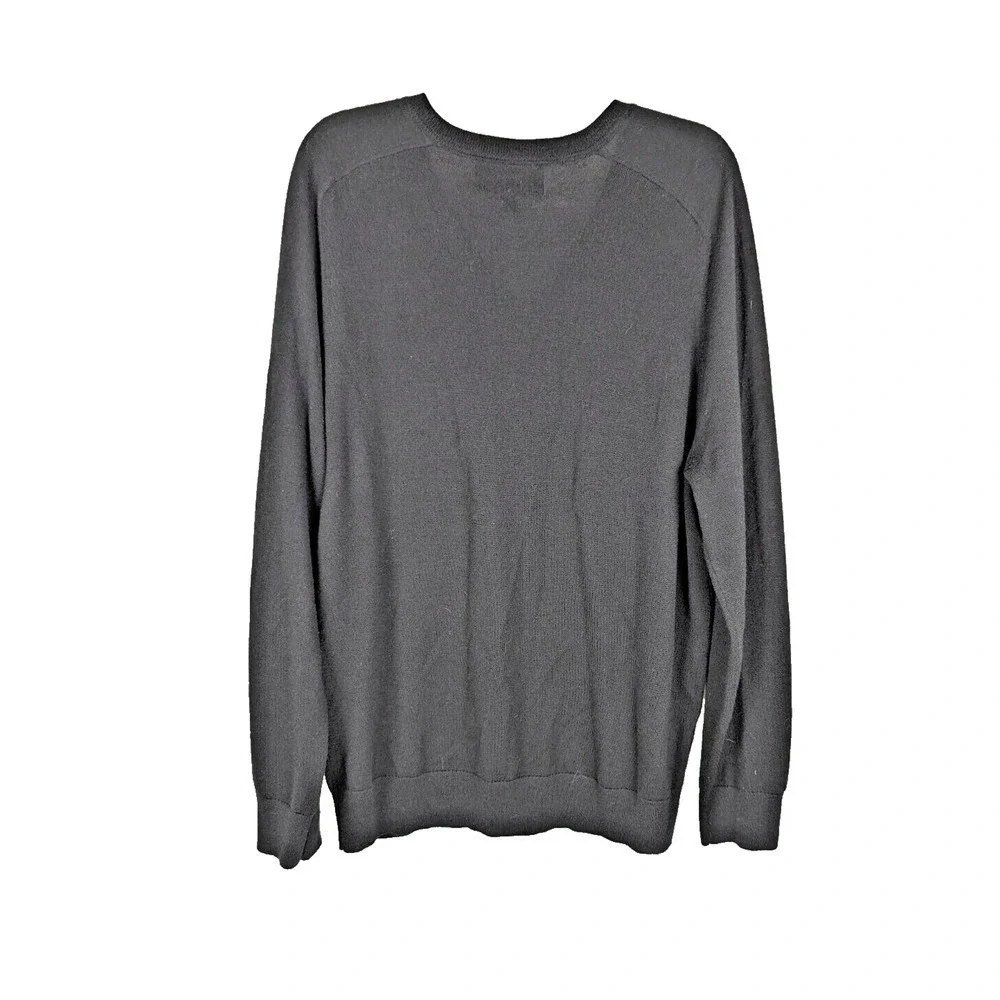 Banana Republic Baruffa Sweater Mens XL 100% Italian Merino Yarn Black V-neck